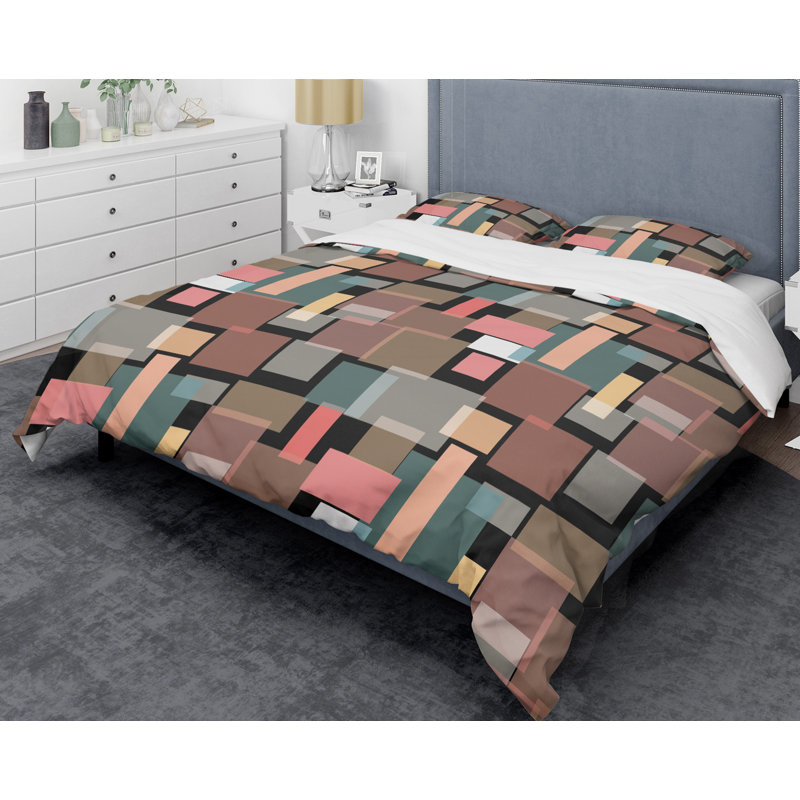 Retro Art Deco - Mid century bedding set - Modern Mid-century Bed cover set, Twin Duvet Cover + 1 Sham