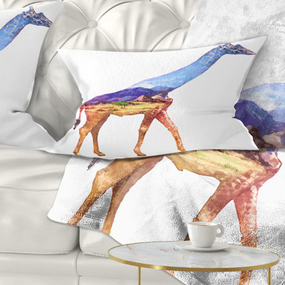 Animal Giraffe Double Exposure Illustration Lumbar Pillow