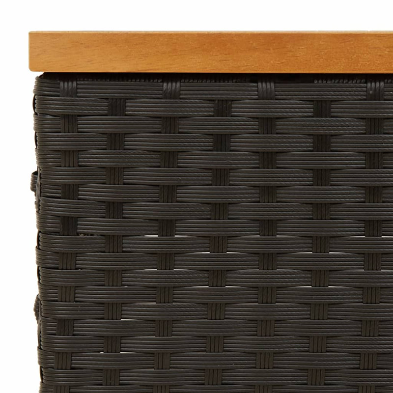 Parasol Base Cover 70X70x25 Cm Poly Rattan And Acacia, Black/Brown