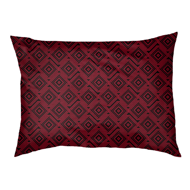 Coussin stylisé de labyrinthe carré Byrge, L 52 po x l 42 po, Noir / Rouge