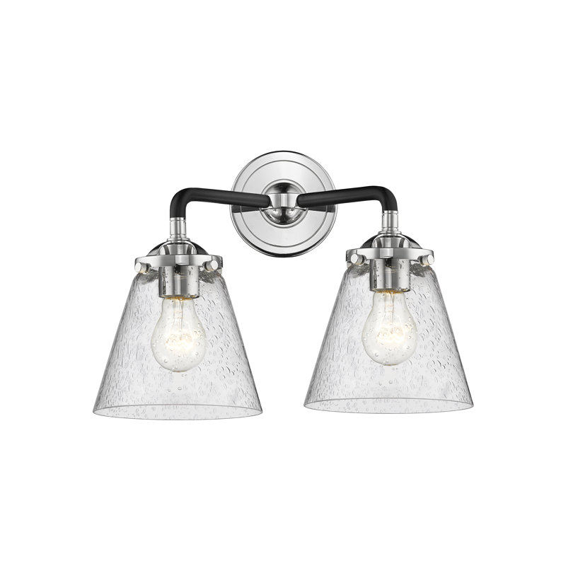 Éclairage pour meuble-lavabo 2 lumières cône Mariel, Incandescent, Grainé, Nickel satiné brossé