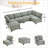 Sectional Sofas | 6-Seat U-Shaped Convertible Modular Couch, For Living Room | Mint Green | Corduroy-1386294848