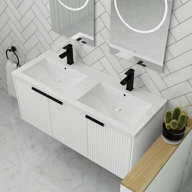 Meuble-lavabo 48 po avec lavabo en résine, Blanc