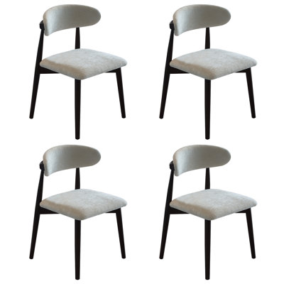 Modern Upholstered Dining Chair Set of 4, Mid-Century Solid Wood Kitchen Chairs with Ergonomic Backrest and Cushioned Seat for Dining Room