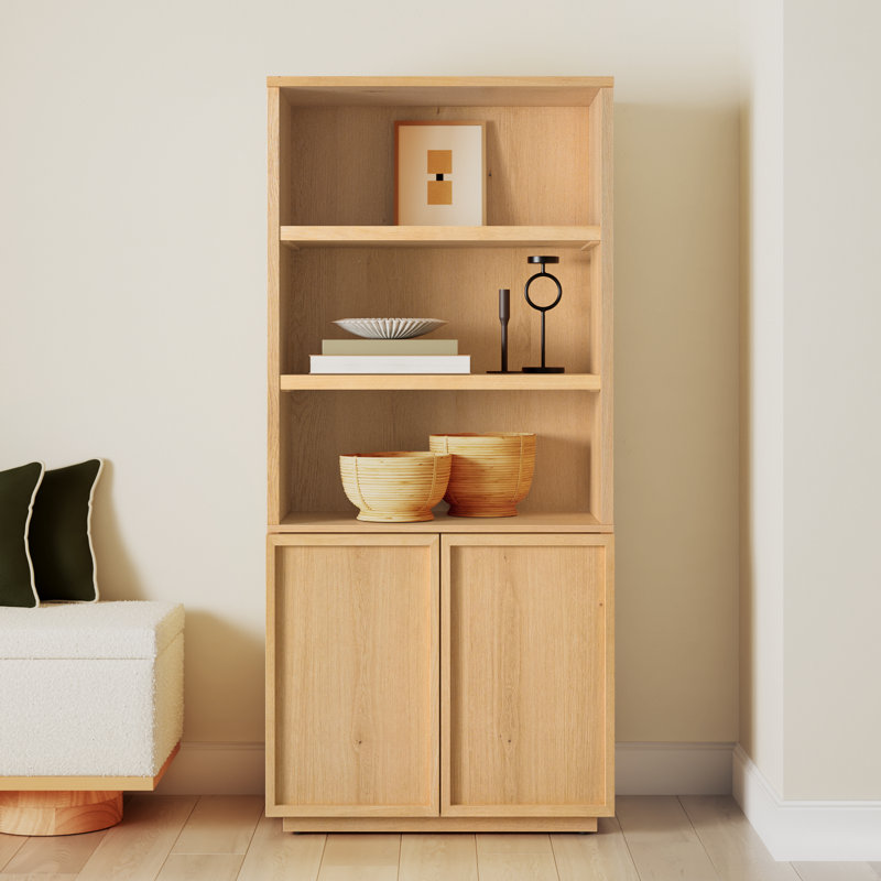 Hudson Wood 5-Shelf Storage Bookcase, Natural