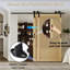 Ensemble de porte de grange coulissante - 2 portes en bois de pin à lattes avec quincaillerie de dérivation noire (panneaux non assemblés)-120496414