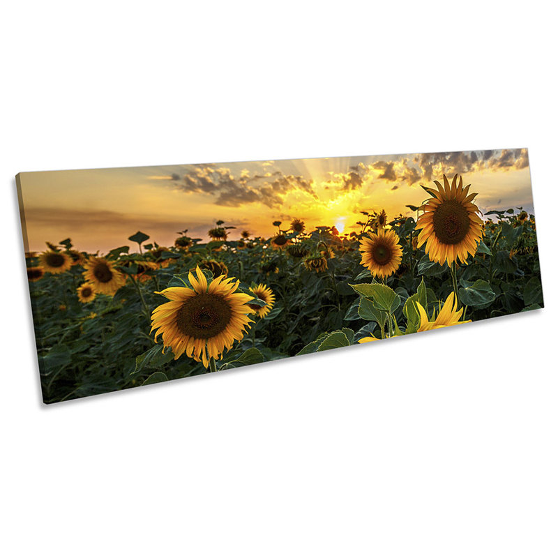 Sunflower Sunset Floral - Wrapped Canvas Panoramic Print, 30.48cm H x 91.44cm W x 2cm D