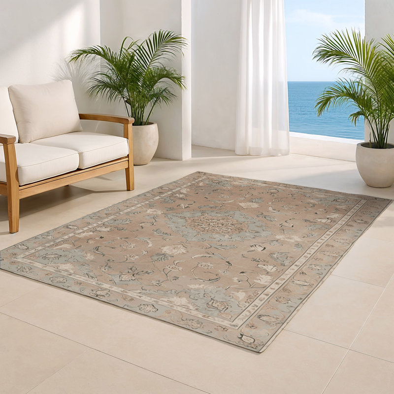 Tapis gris d'intérieur et d'extérieur Tabriz, Rectangulaire 8 pi x 10 pi