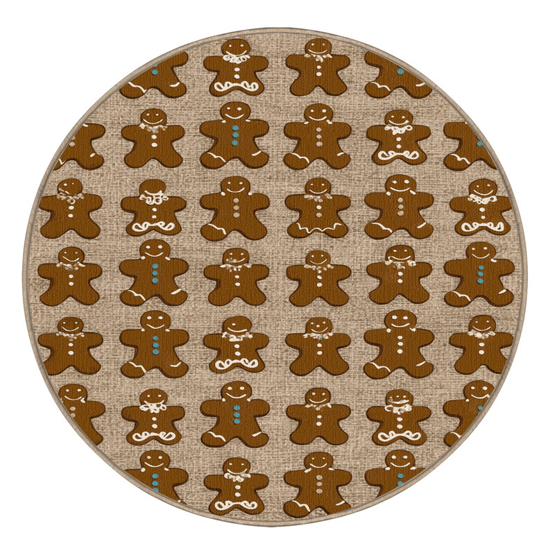  Tapis lavable biscuits en pain d'épices, Rond 5 pi