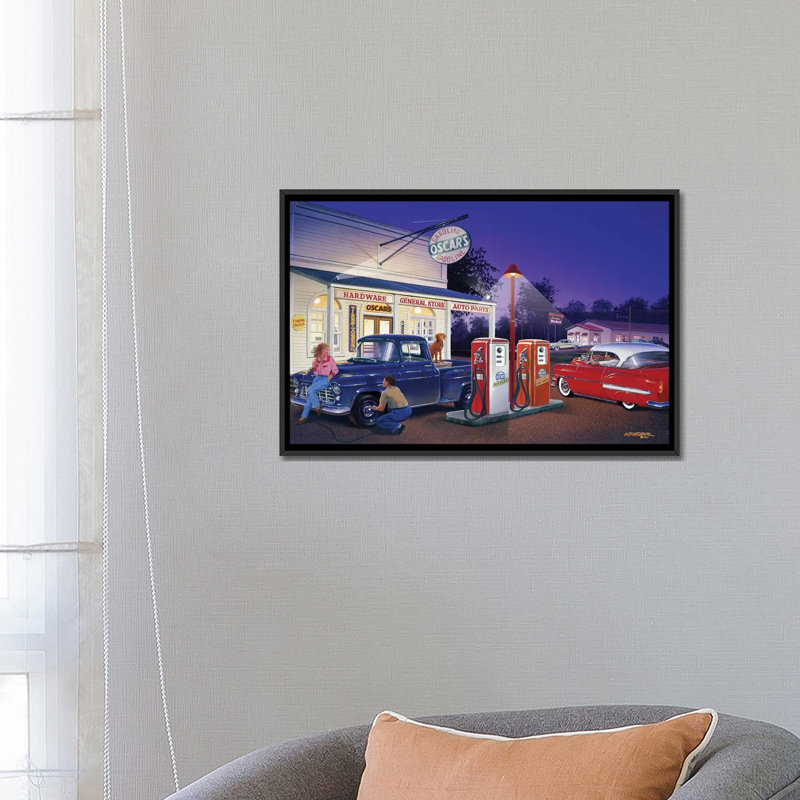 «Oscar's General Store», affiche vintage sur toile, H 18 po x l 26 po x P 1,5 po, Toile avec cadre noir