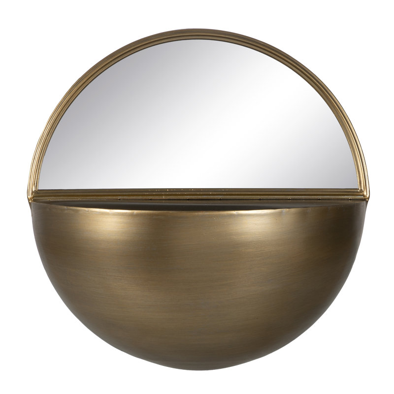 Metal Round Mirror with Shelves