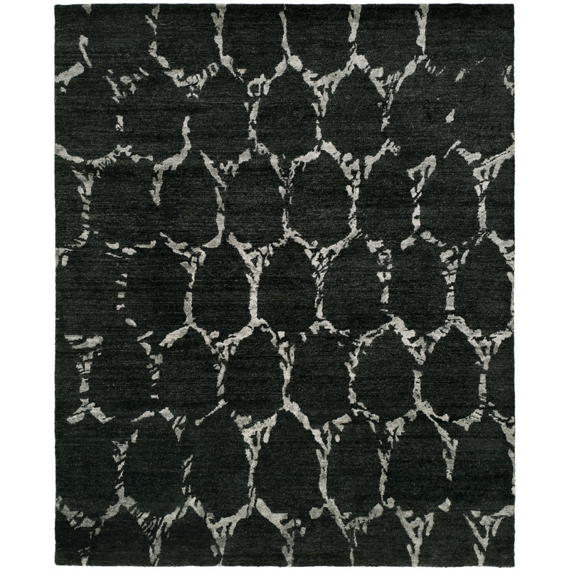 Tapis noir noué à la main Maplewood, Rectangle 6 pi x 9 pi