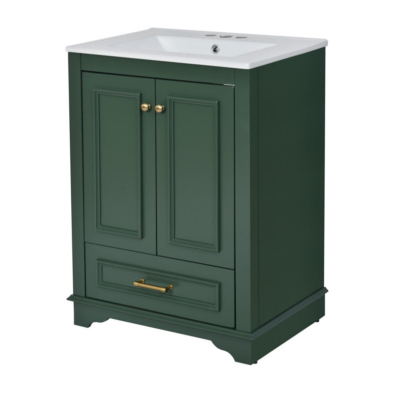 24'' Bathroom Vanity with Resin Sink Combo, Green