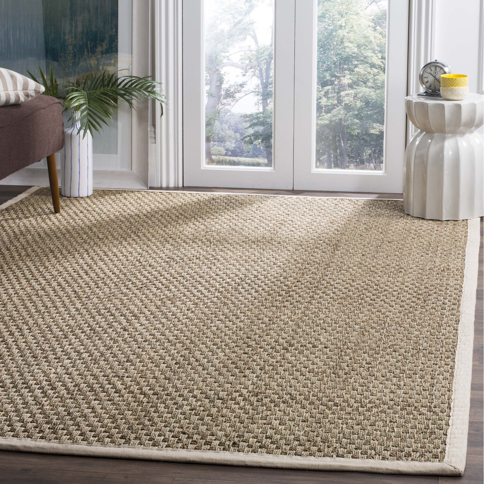 Dollard Natural Ivory Seagrass Rug, Rectangle 6' x 9'