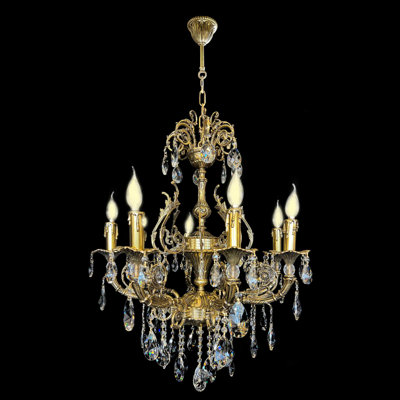 Handmade Solid Brass Crystal Chandelier 27” Luxury Classic Ceiling Light