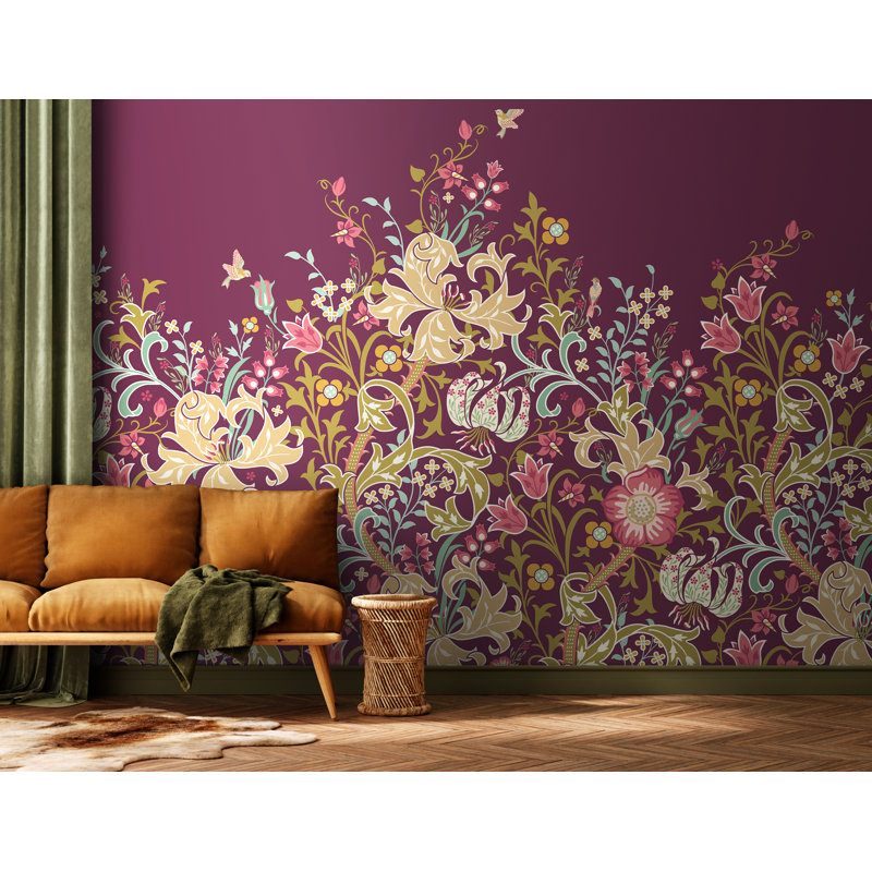 ClassicLiving Trailing Lily Matte Roll, 350cm L x 280cm W, Aubergine Matt