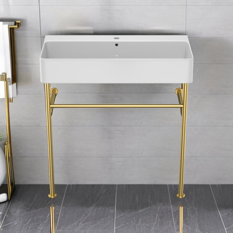 APRESSHUI 16.3'' Rectangular Bathroom Sink, Gold