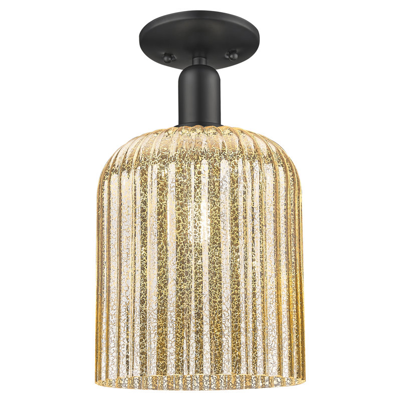 Downtown Urban - Alvarez - 1 Light 8" Semi-Flush Mount, Mercury, Matte Black