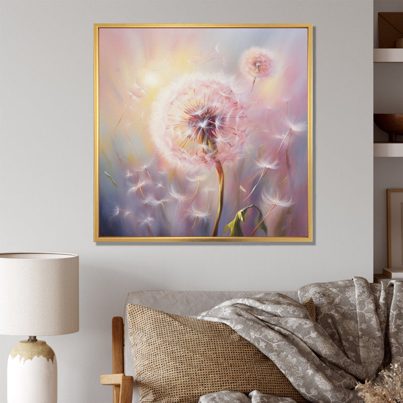 " Purple Dandelion Romantic Impression I ", 16" H x 16" W x 1" D, Gold Floater Framed