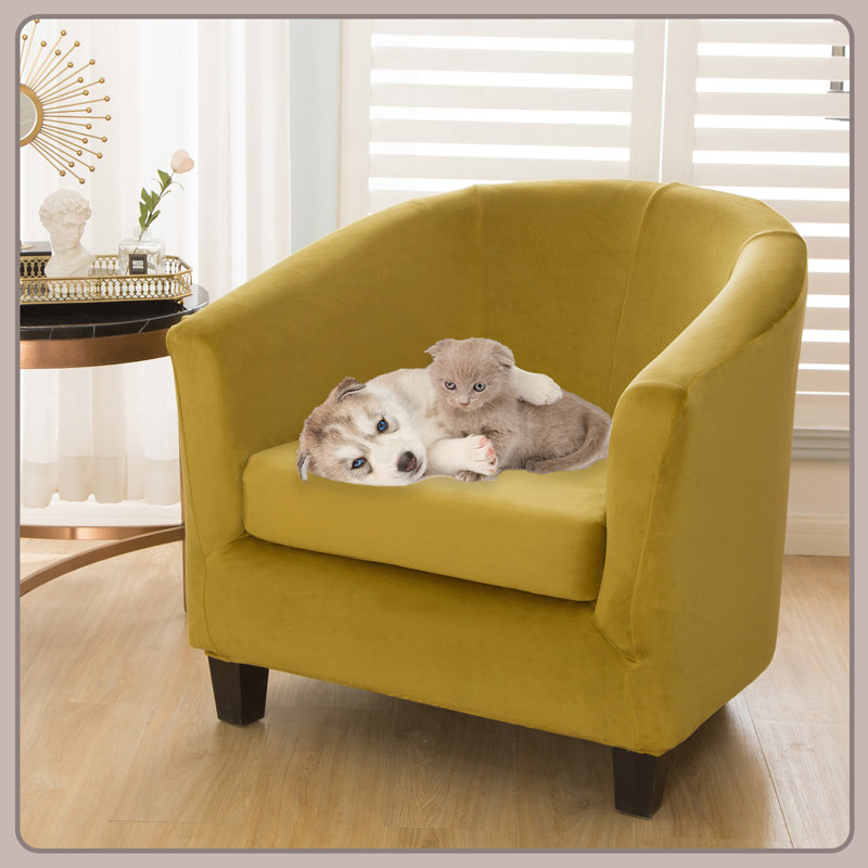 Housse pour fauteuil de café en velours avec housses de coussin de boîte Devrick, Vert gazon