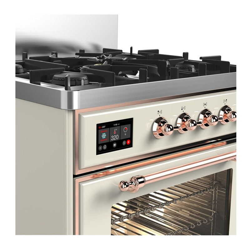 Majestic III Series 30 Inch Dual Fuel Range with 5 Sealed Burners in Emerald Green (Natural Gas, Burnished Trim), Copper