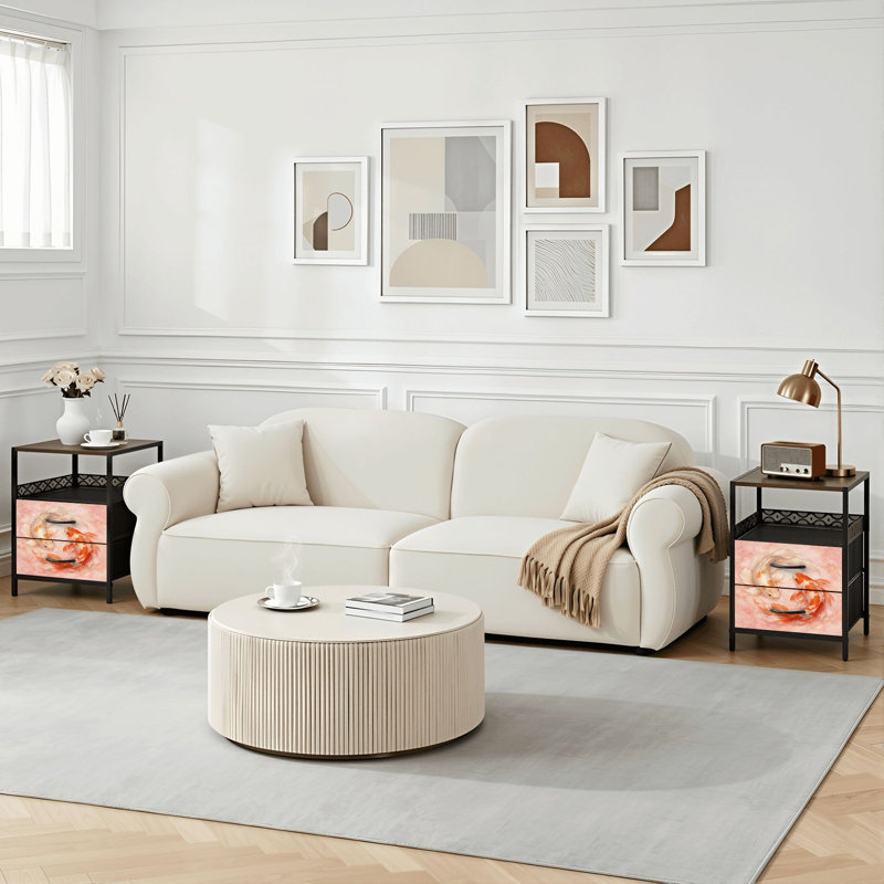 Table de chevet 2 tiroirs avec station de charge, table de chevet avec ports USB et prises USB