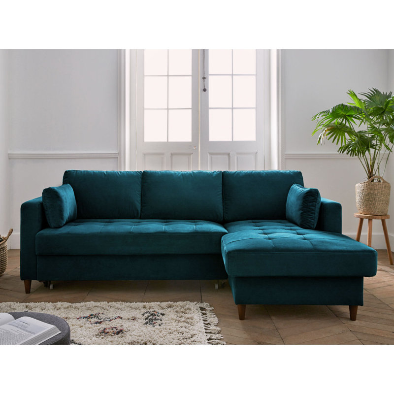 4 Seater Sofa Bed, Peacock Blue, Right Hand Facing
