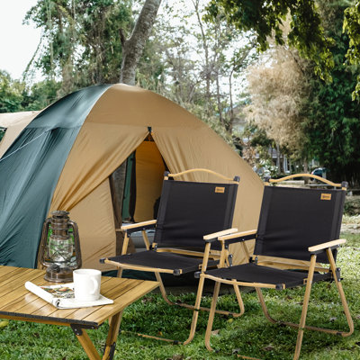 2 chaises de camping pliantes, fauteuil portatif léger pour pique-nique, pêche. Noir Simple à plier avec des poignées. Structure en acier robuste, matériau. Base antidérapante. 21,25 po x l 23,25 po x H 30,75 po. Paquet de 5,6 lb