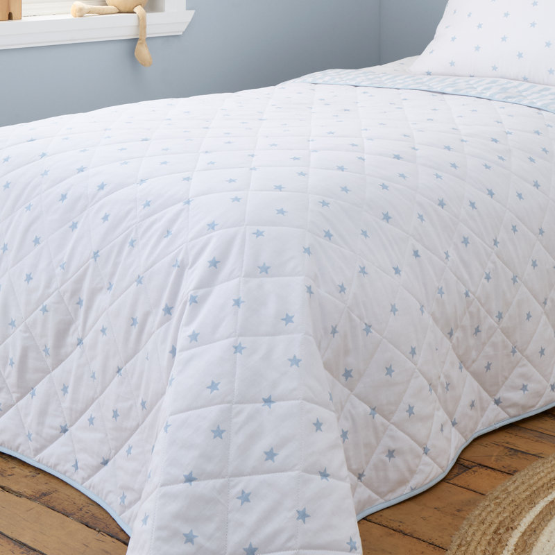 Mini Star & Stripes Cotton Reversible Bedspread, Blue