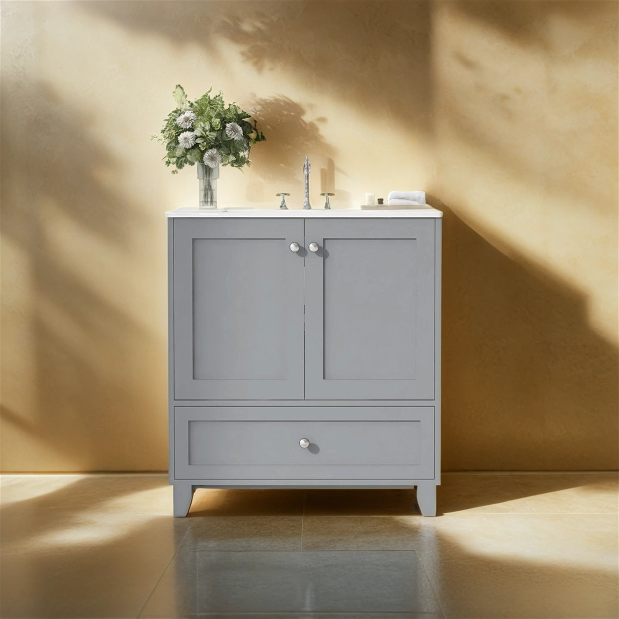 Winston Porter Sayah 30'' Single Bathroom Vanity with Ceramic Top ...