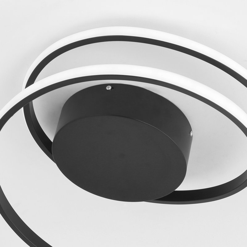 Caroljean 1 - Light 18.11'' Unique/Statement Modern Linear Dimmable White Light LED Flush Mount, Black