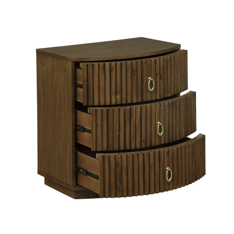 Chantel 3 Drawer Nightstand White, Brown