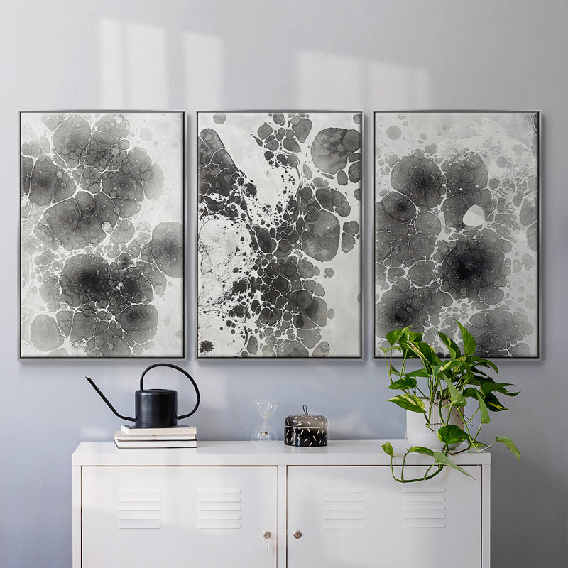 " Marbling I " 3 - Pieces, Argent, H 36 po x l 72 po x P 2 po
