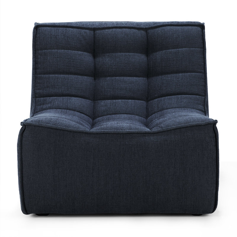 Armless Chair, Dark Blue Cotton Blend