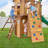 Backyard Discovery Spruce Hollow Spruce Wood Swing Set with Wave Slide, Clubhouse, Rock Wall, and Play Kitchen