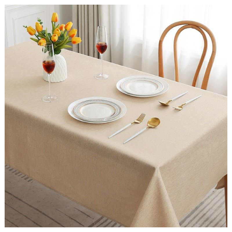 Home Decorative Glitter Rectangular Round Tablecloth Washable Table Cover, Gold, 70" L x 52" W