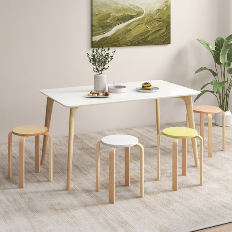 Set Of 4 Bentwood Stackable Stools Dining Stools With Round Tops