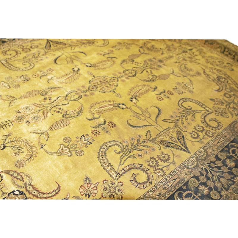 Tapis doré et noir de haute qualité noué à la main