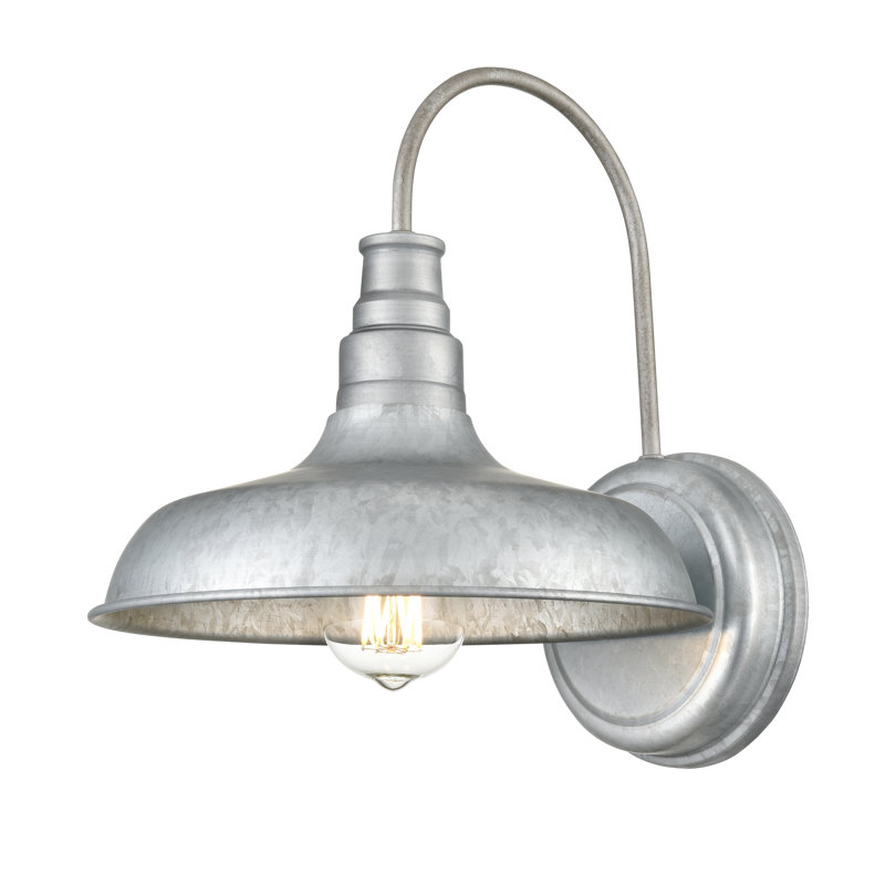 Mckoy 13" Tall Outdoor Wall Sconce Barn Light, Galvanized