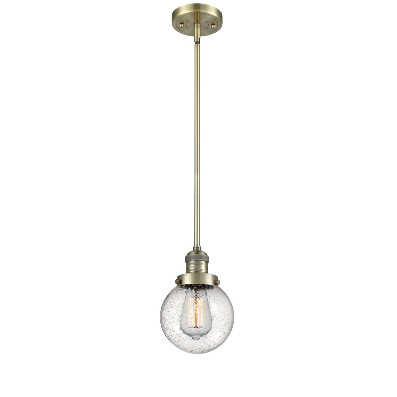 Luminaire suspendu sphère 1 lumière Zarmayr, Ampoule non incluse, Grainé, Laiton antique