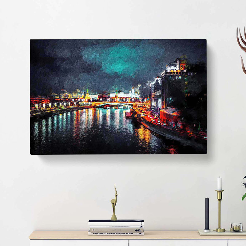 Moscow At Night - Wrapped Canvas Painting, 40cm H x 60cm W x 3cm D