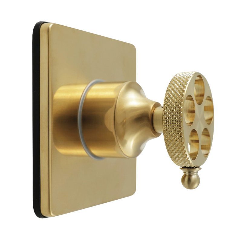 Kingston Brass Webb Single-Handle Three-Way Diverter Valve With Square Trim Kit, Brushed Brass