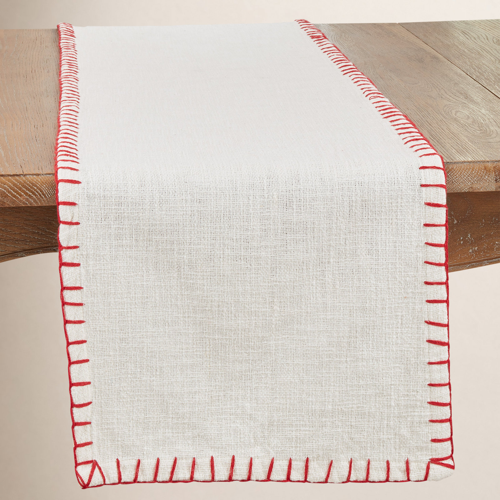 Geometric Table Runner, White