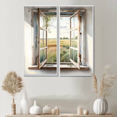 «Window to Landscape Views IV», art mural sur toile grise