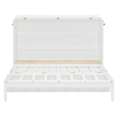 Grand lit escamotable avec grands tiroirs, blanc