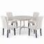 Ensemble de table de salle à manger 5 pièces pour 4 personnes, table de cuisine en bois d'hévéa massif avec 4 chaises rembourrées en lin capitonnées, mobilier de salle à manger moderne en bois pour petits espaces, beige-991539354