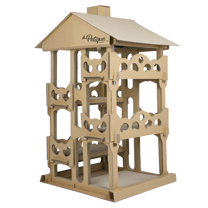 Eco-Friendly Four-Level Cardboard Cat House with Scratch Boards