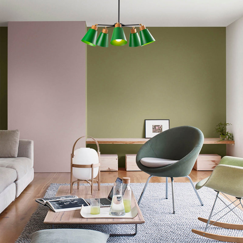 Luminaire suspendu conique à 5 lumières Seren, Vert