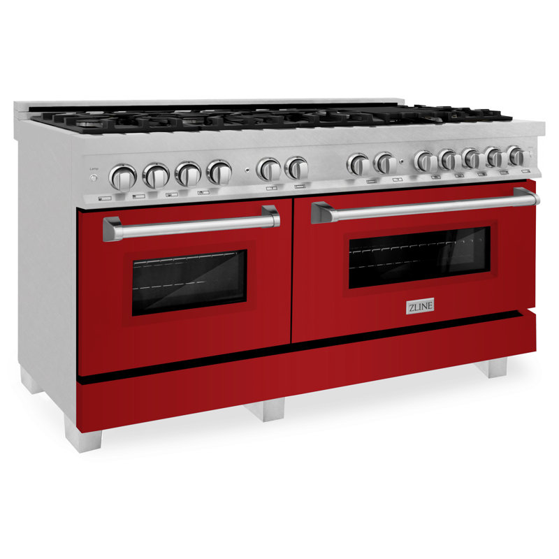 ZLINE 60 In. 7.4 Cu. Ft. Legacy Dual Fuel Range with 9 Burner Gas Cooktop and 2 Electric Convection Ovens