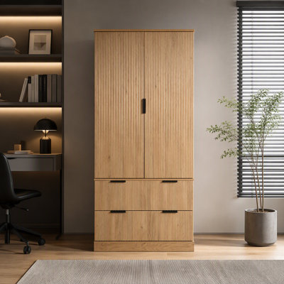 Armoire de cuisine 72 po avec 2 grands tiroirs et 8 étagères à épices en chêne, organisateur de cuisine autoportant d'inspiration française pour cuisine, salle à manger et entrée